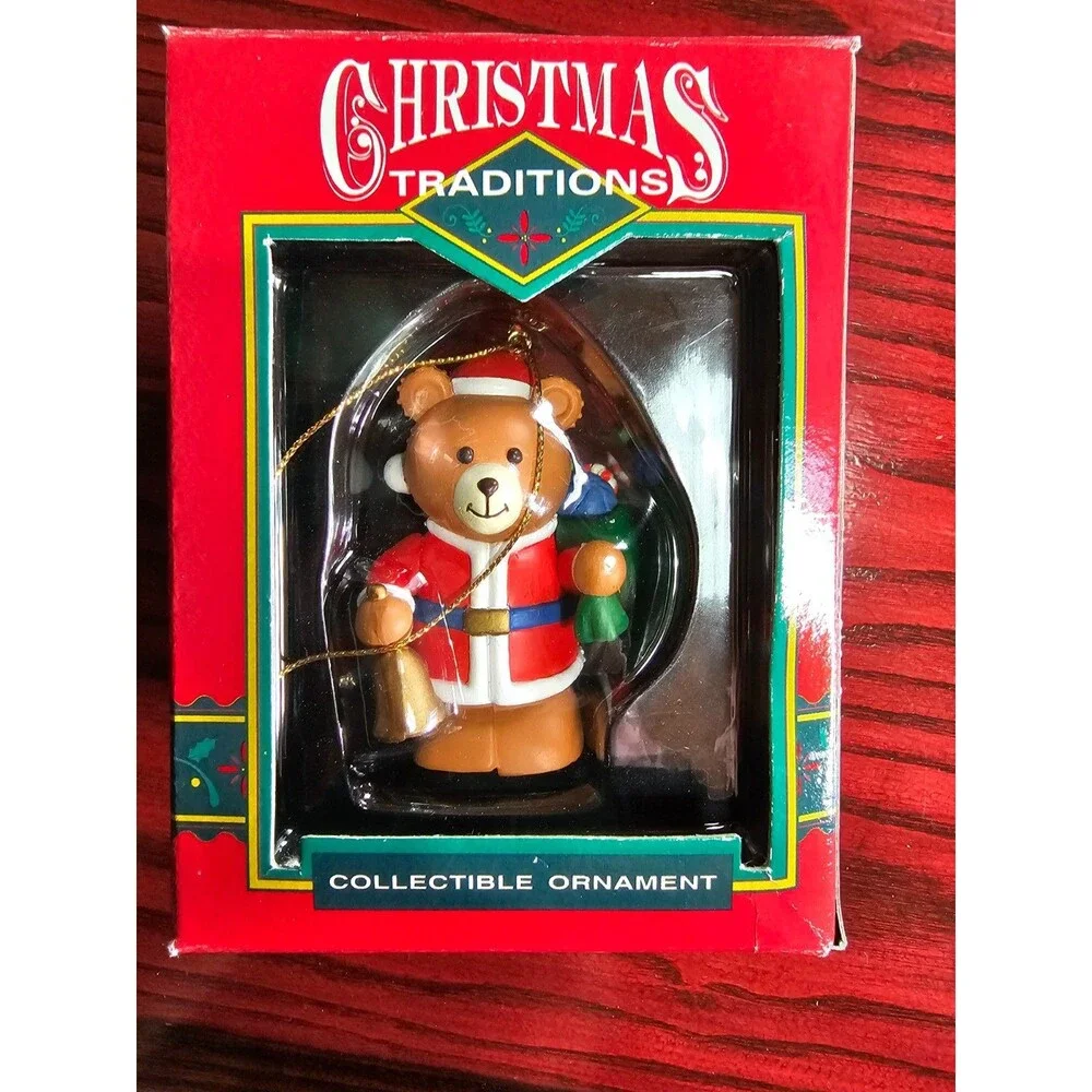 Matrix Industries Christmas Traditions Santa Bear Ornament 1990s In Box